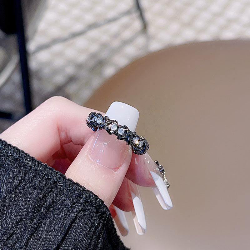 Women's Zircon Fashion French Cross Dark Open-end Rings