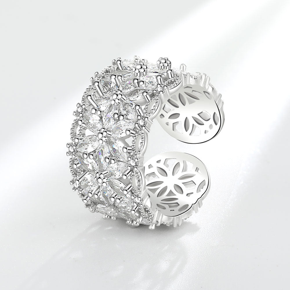 Design Flower Zircon Female Light Luxury Rings