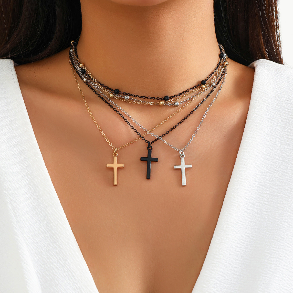 Damen-Halsketten mit geometrischer Kugel, gemischte Farben, schmale Kette