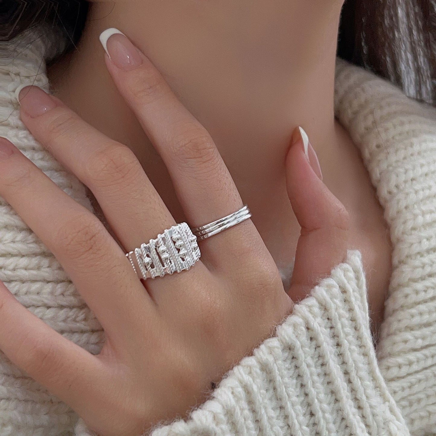 Constant Sterling Sier Winding Open Female Rings