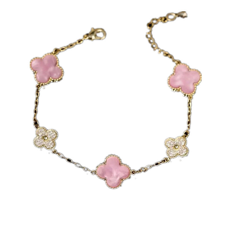 Design High-grade Pink Clover Female Graceful Bracelets