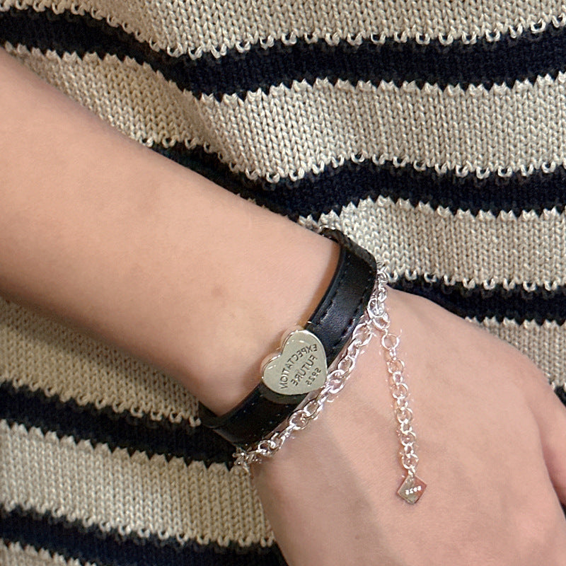 Colliers en cuir d'argent sterling, Design doux et cool, en détresse