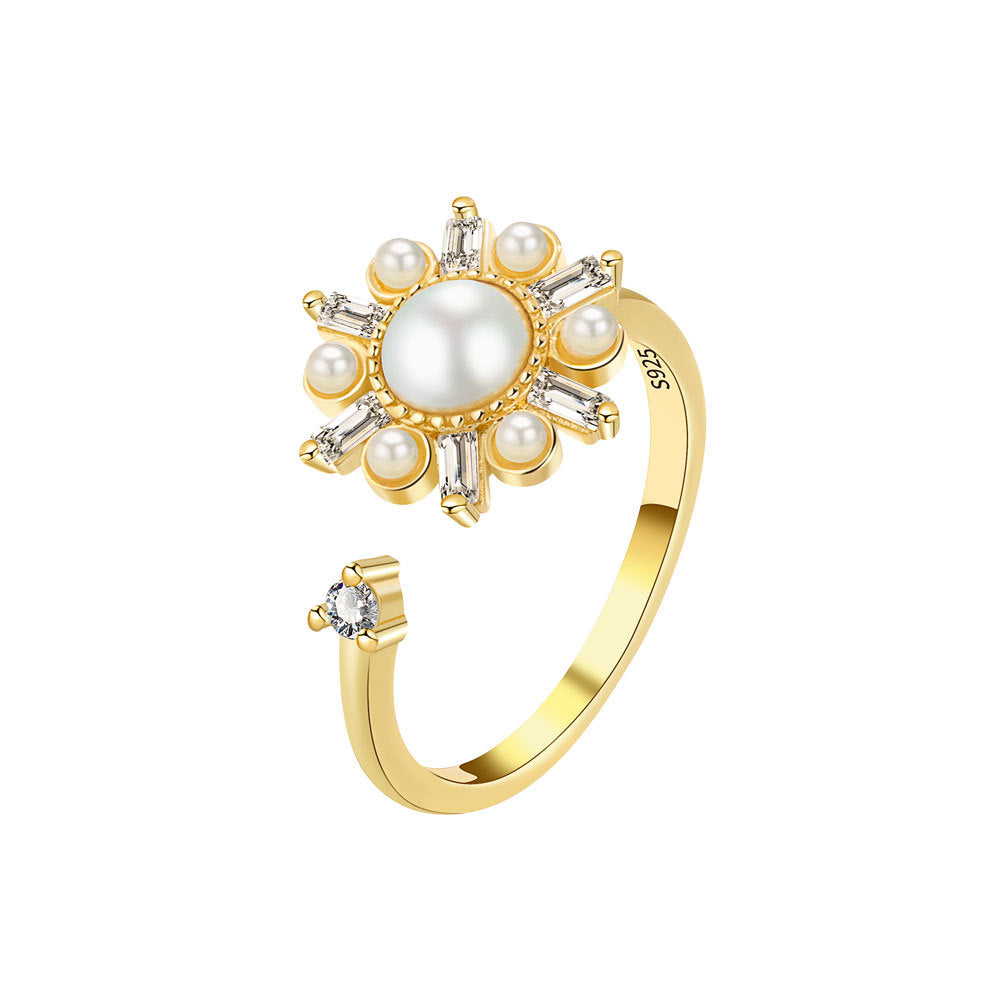 Niche Design Vintage Pearl Palace Style Rings