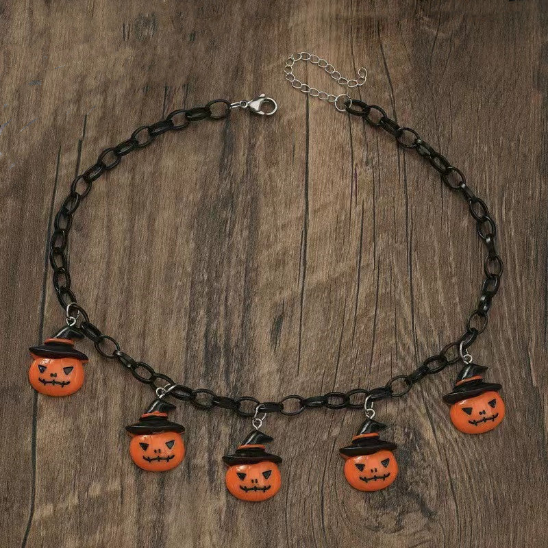 Personality Red Pumpkin Bat Ghost Tide Necklaces