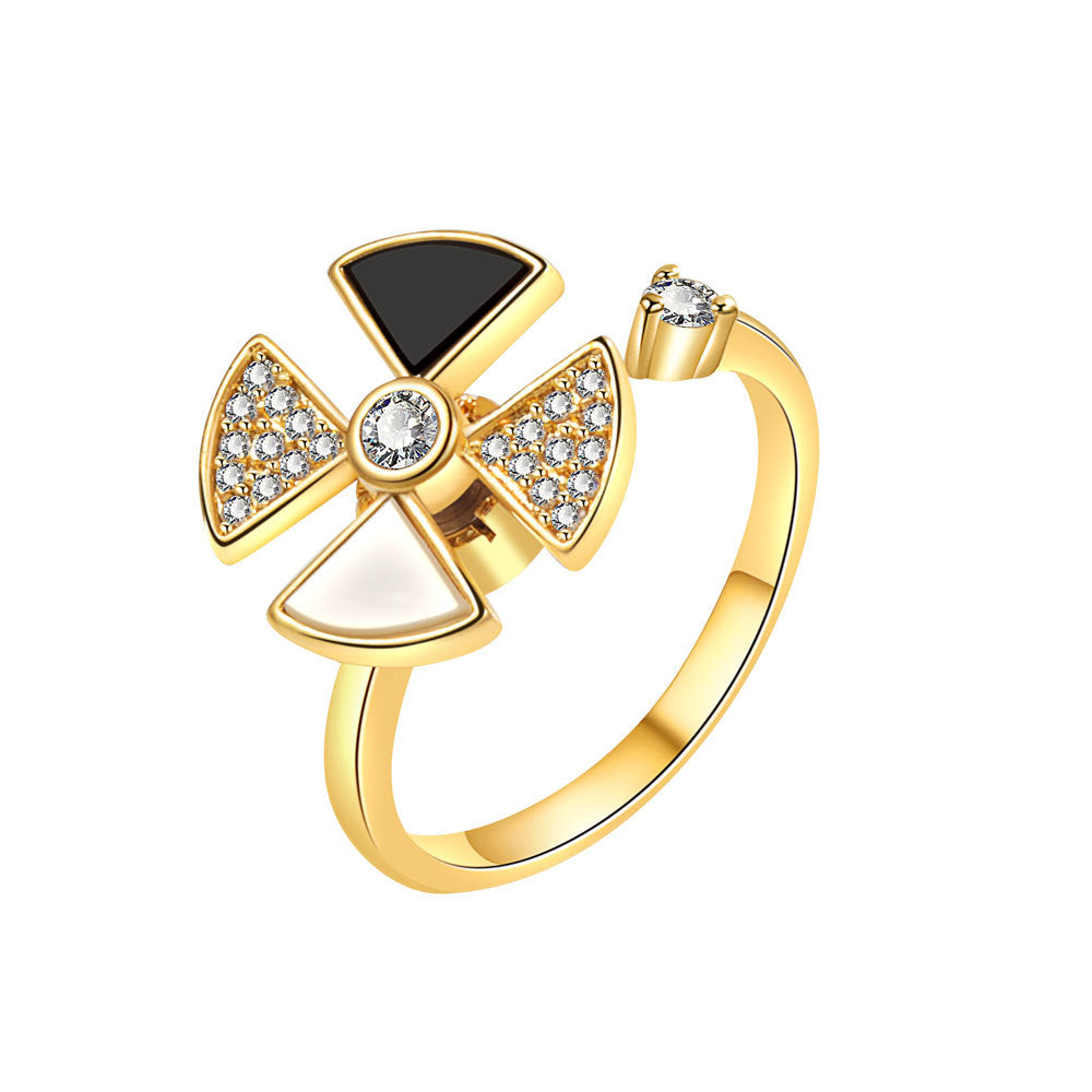 Women's Zircon Rotatable Rotating Open Adjustable Design Rings