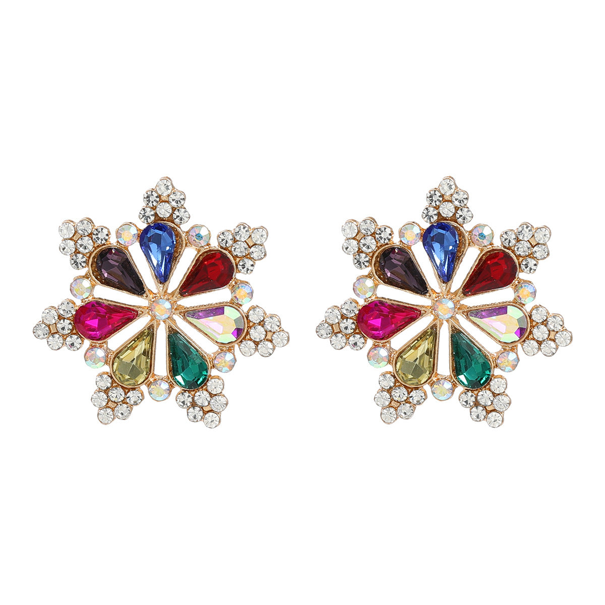 Slouchy Stylish Colored Diamond Flower Splendid Earrings