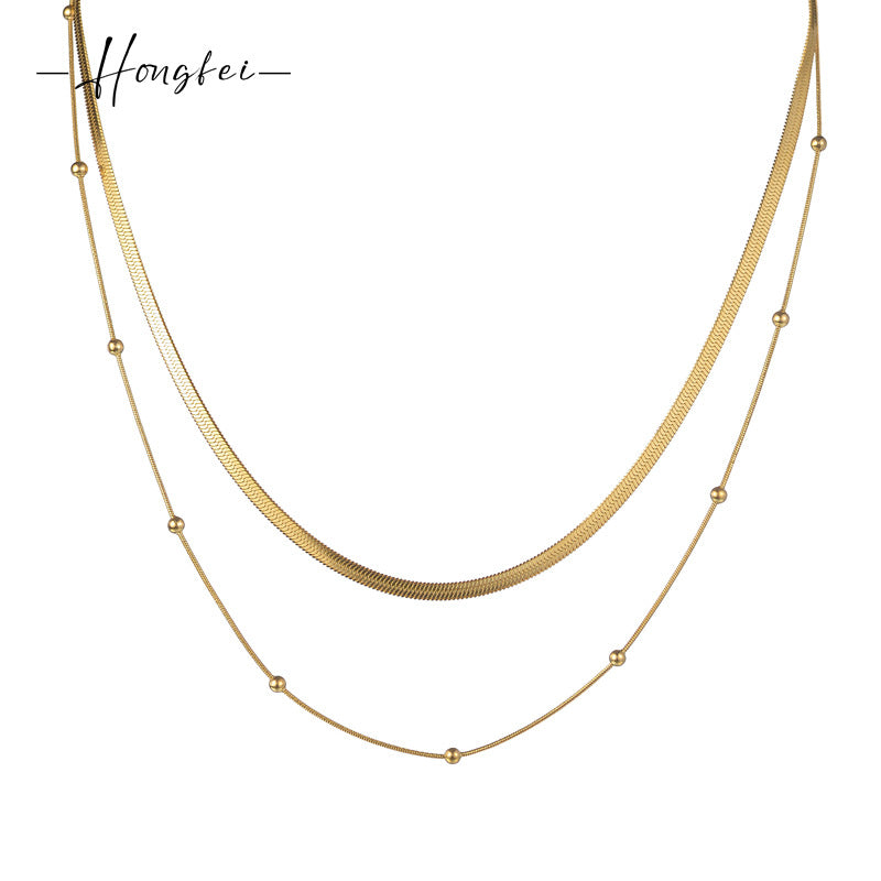 Colliers serpent plats dorés en acier inoxydable pour femmes