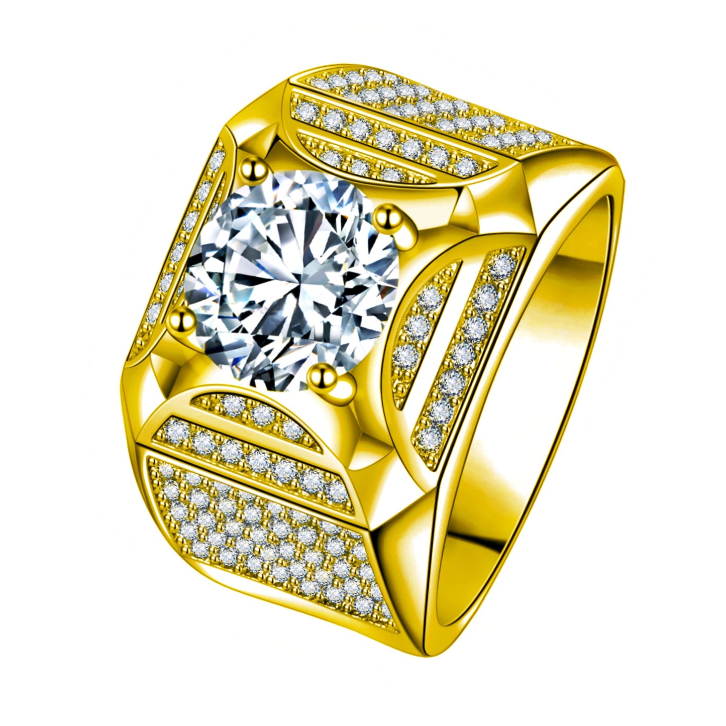 Luxuriöse breite Gentleman-Ringe mit Volldiamanten