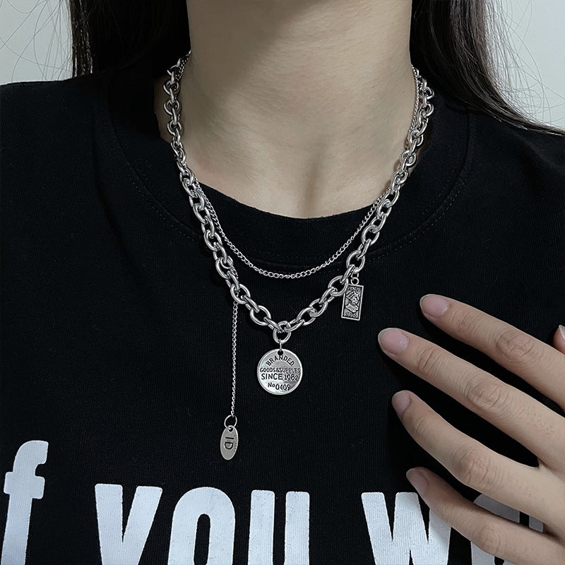 Women's & Men's Titanium Steel Letter And Cold Wind Necklaces