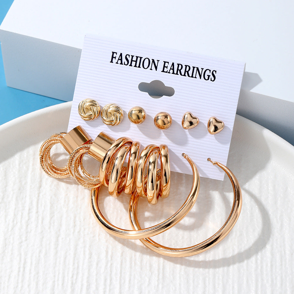 Women's Geometric Circle And Pearl Butterfly Exaggerated Earrings
