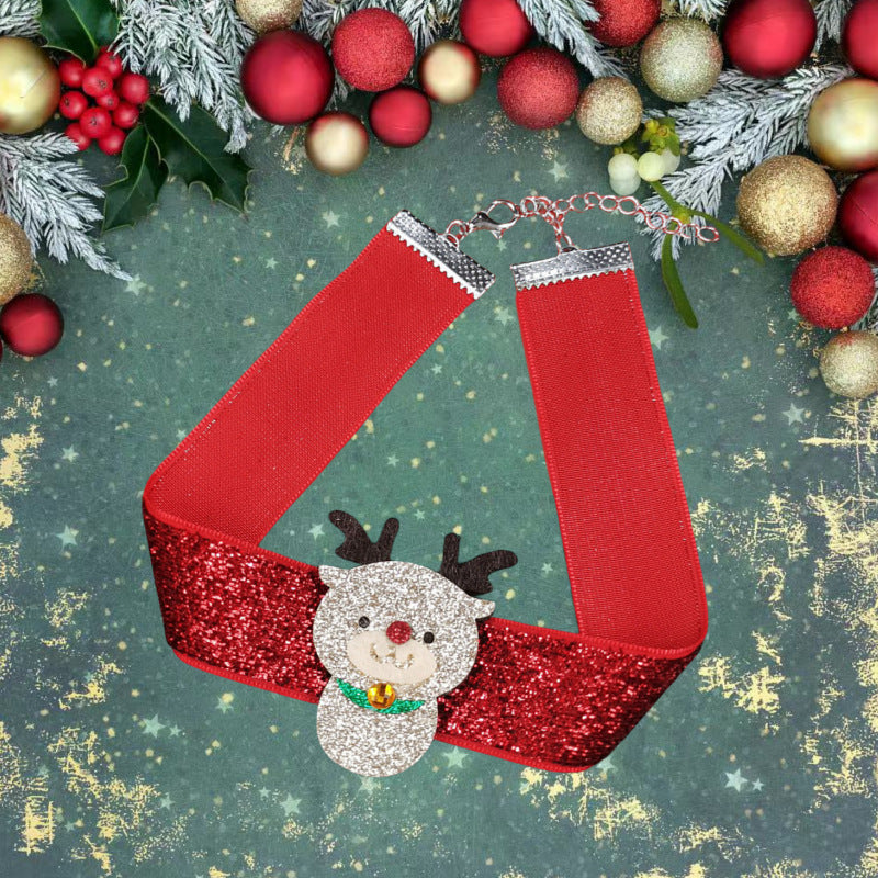 And Cute Santa Claus Elk Bow Necklaces