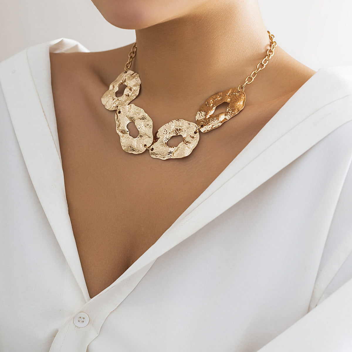 Women's Irregular Design Wafer Personality Liquid Fluid Necklaces