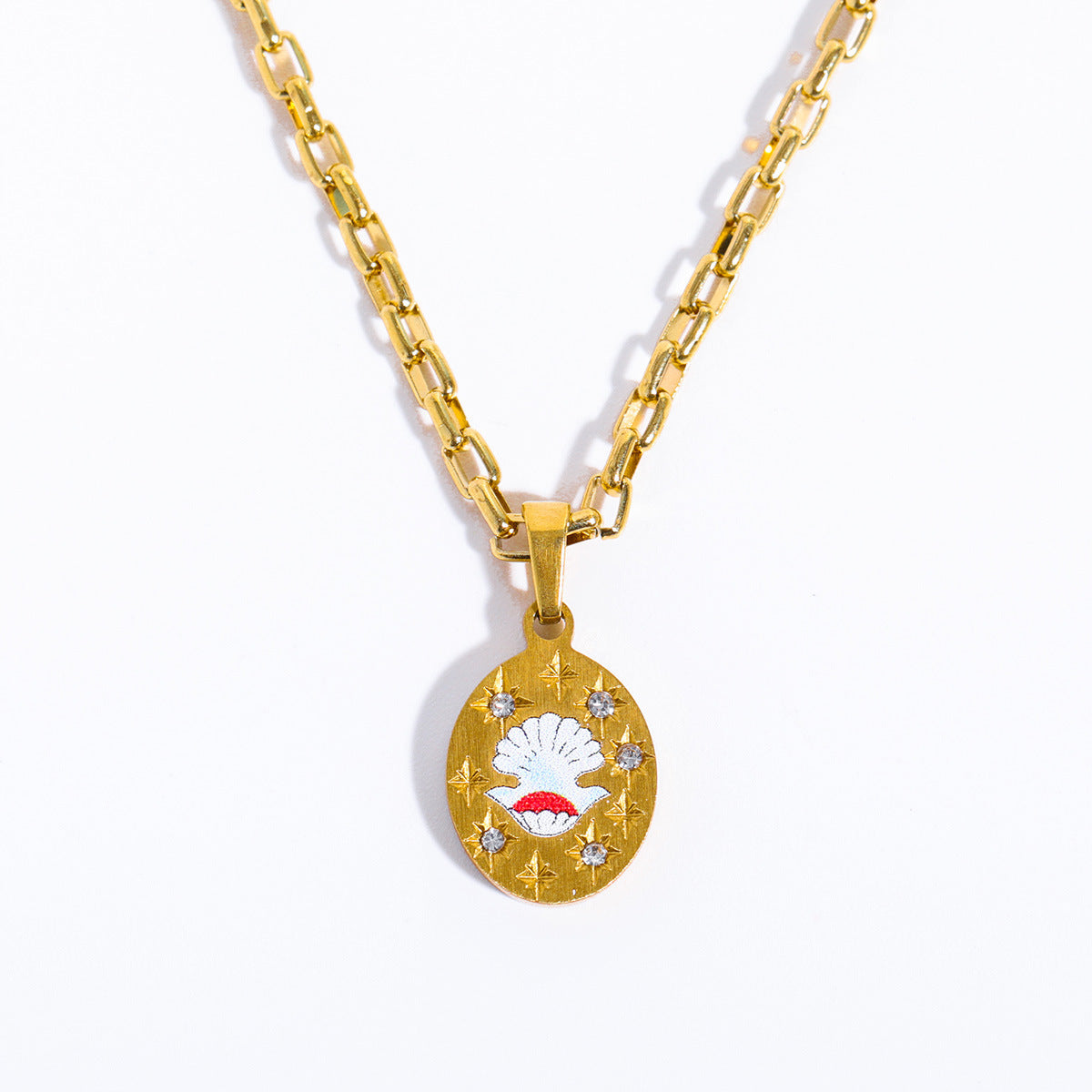 Colliers à pendentif en acier inoxydable de luxe léger peint