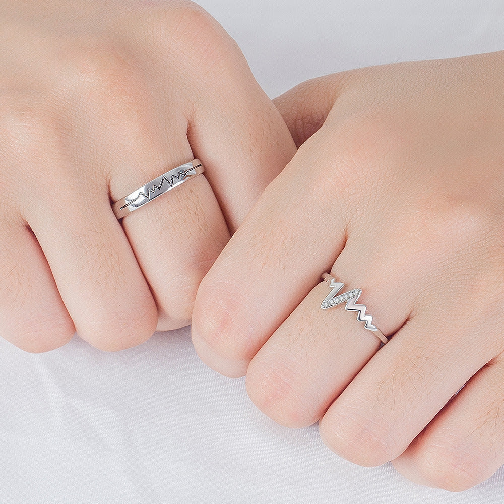 Broadcast Personality Simple Female Zircon Couple Rings