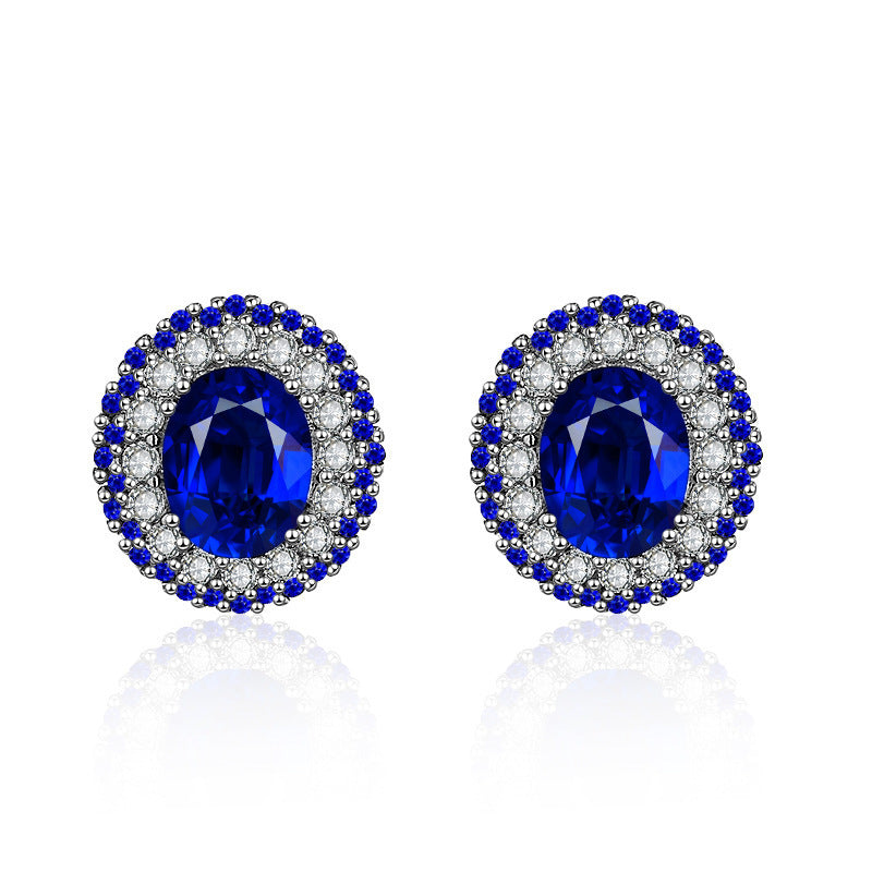 Casual Versatile Zircon Ornament Inlaid Sapphire Earrings