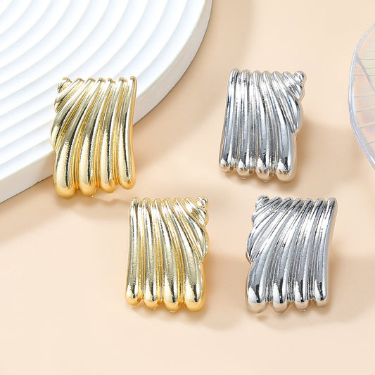 Women's Summer Metal Alloy Square Fashion Striped Earrings
