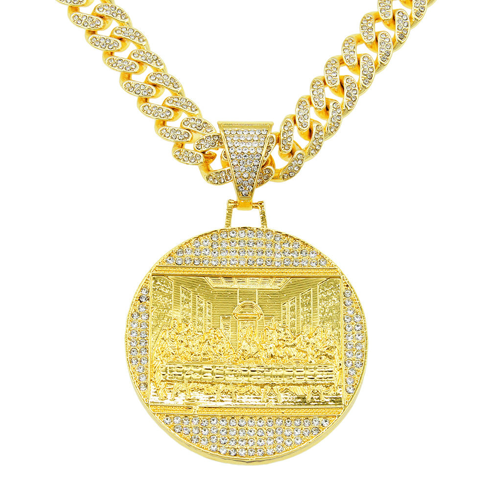 Grand pendentif rond pour hommes, colliers cubains Cool et dominateurs, tendance, Punk