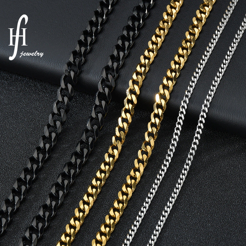 Women's & Men's & Grinding Six-sided Trendy Domineering Cuban Link Chain Necklaces