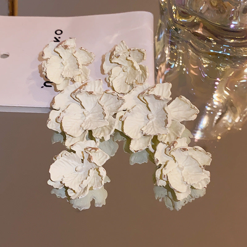 Boucles d'oreilles longues personnalisées à pampilles de fleurs de peinture