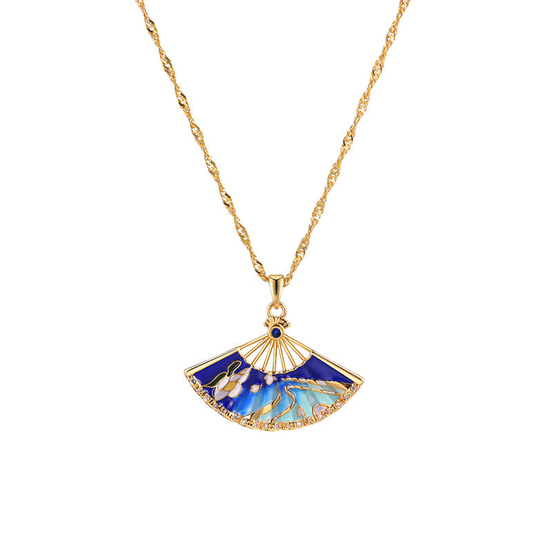 Peripheral Characterizations Weapon Folding Fan Prop Necklace
