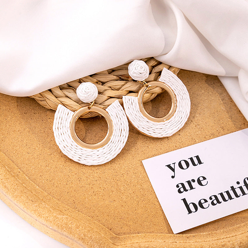 Simple Vacation Style Solid Color Leather Earrings