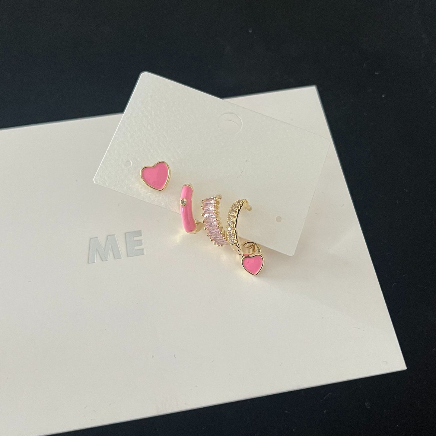 Color Zircon Earings Set Small And Simple Love Earrings