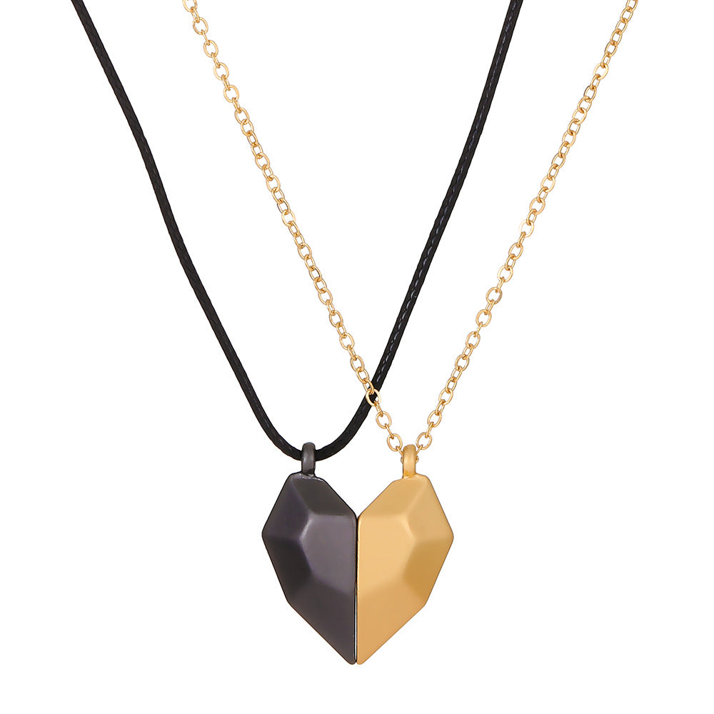 Pair Of Magnetic Heart-shaped Clavicle Chain Necklaces