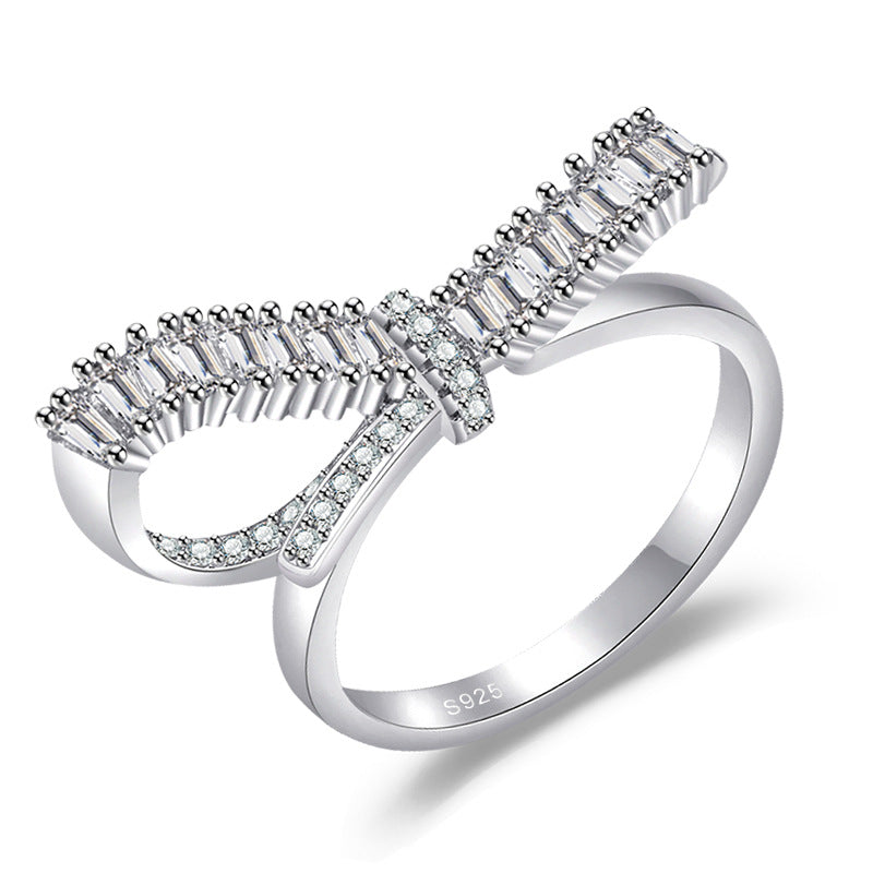 Women's Entry Lux Bow Open-end Zircon Design Rings