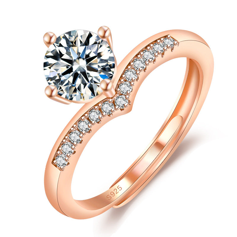 Diamond Crown Simulation Female Temperament Wild Rings