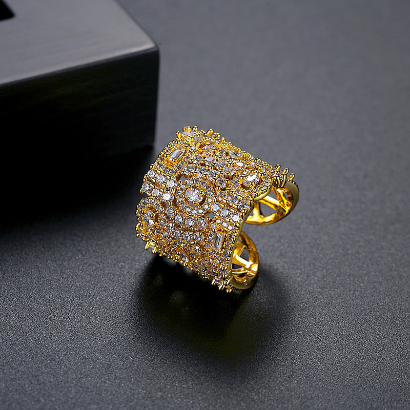 Women's Eye-catching Zircon Luxury Opening Hand Jewelry Rings