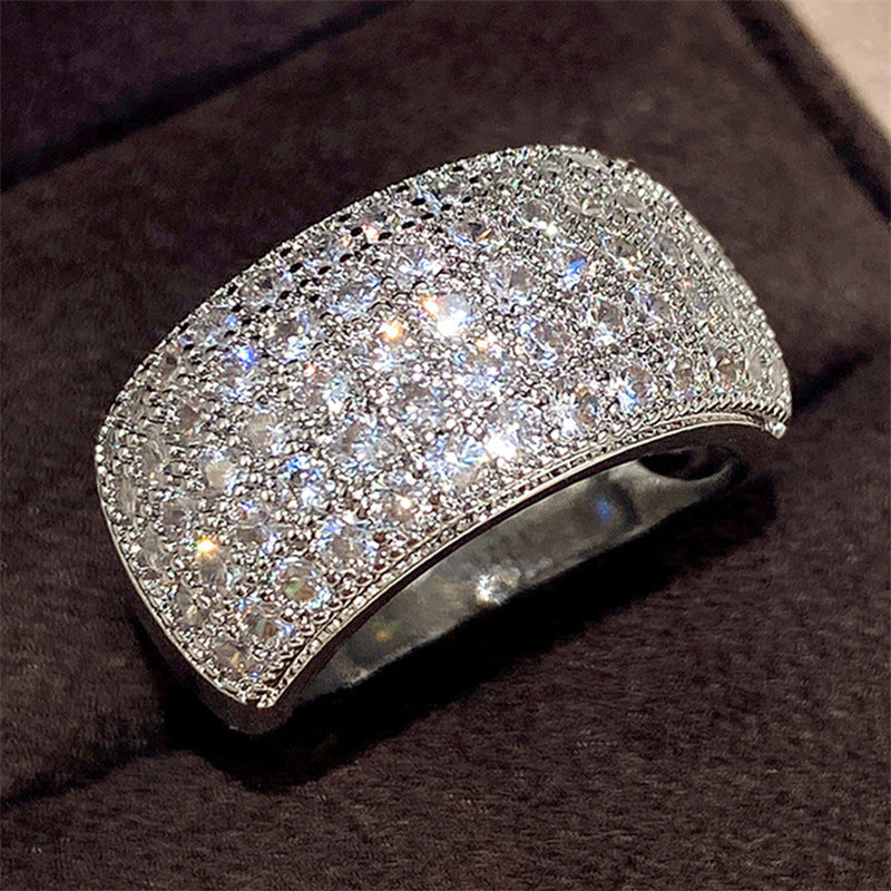 Women's Gold-plated Sparkling Full Rhinestone Half Circle Rings