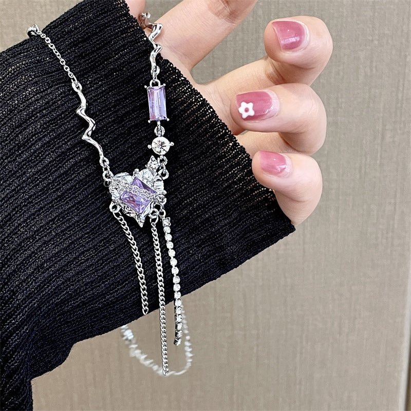 Crystal Tassel Clavicle Chain Niche Sweet Cool Design Zircon Necklaces