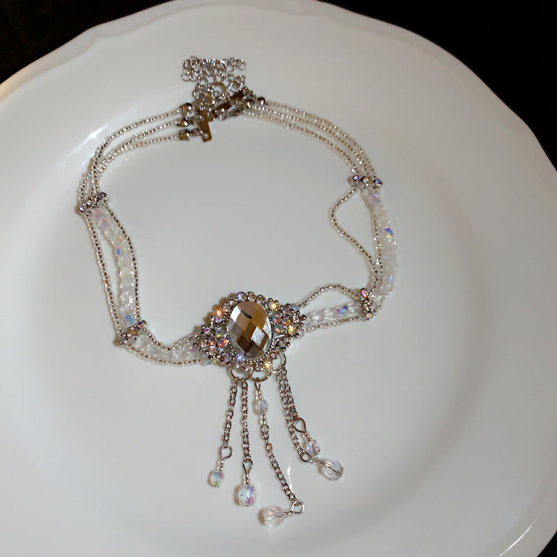 Colliers de clavicule de perles de cristal de diamant de personnalité de Grandeur
