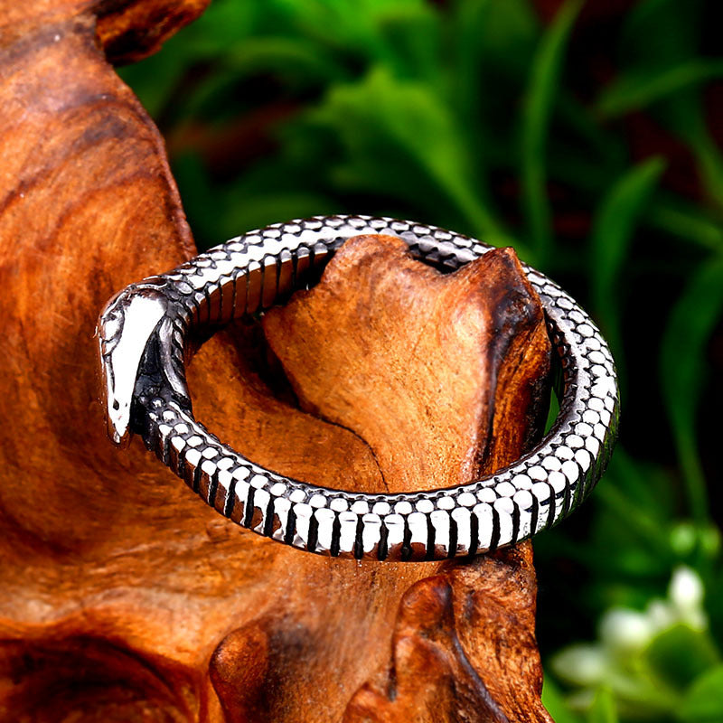 Men's Stainless Steel Rattlesnake Vintage Titanium Simple Rings