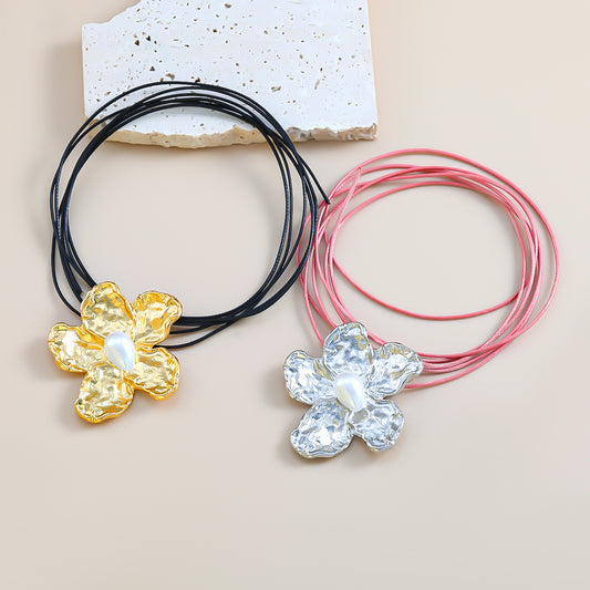 Women's Summer Flower Exaggerated Super Long Alloy Necklaces
