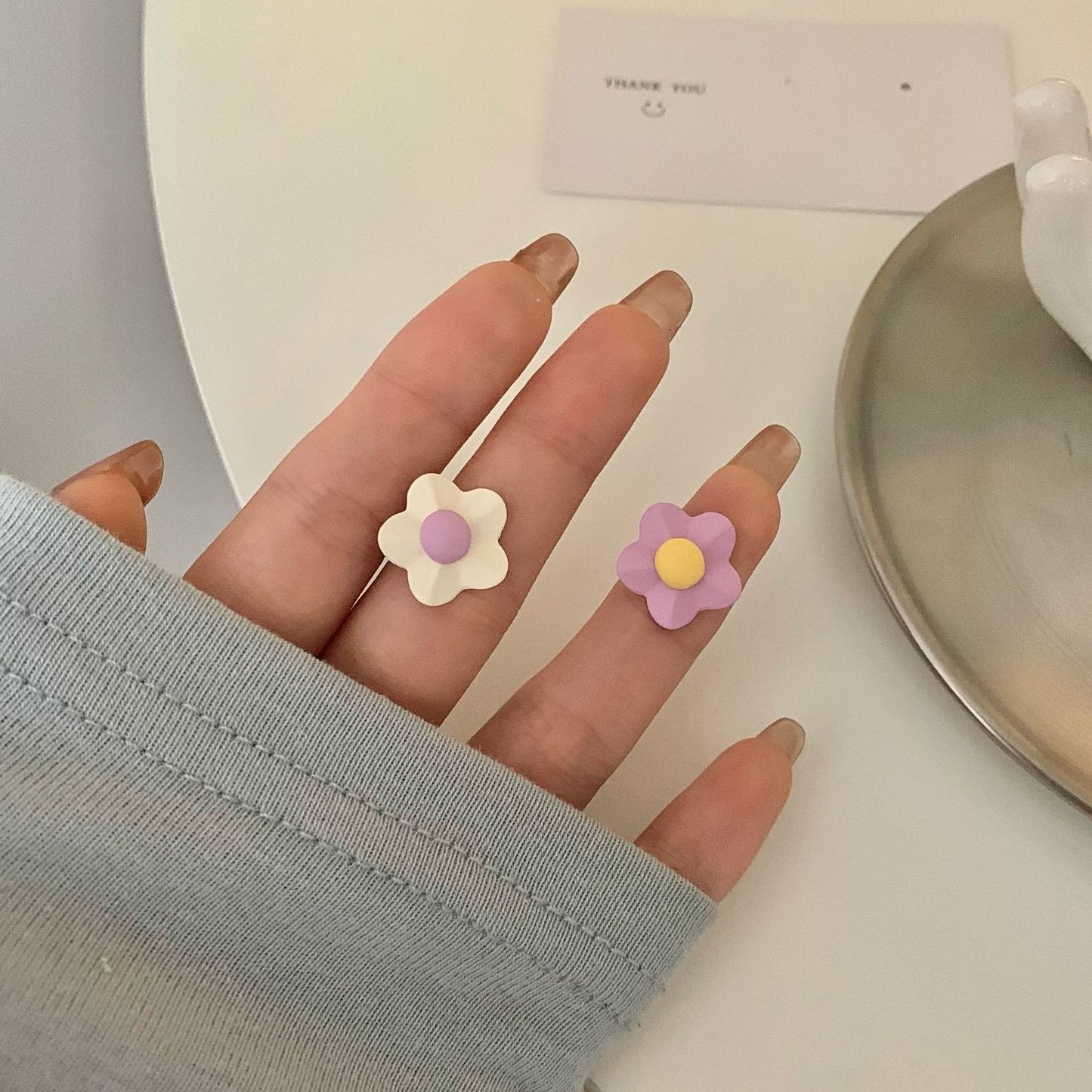Boucles d'oreilles tendance en forme de fleur d'été pour femmes, aiguille en argent
