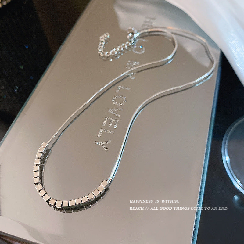 Women's Style Sier Square Fashionable Clavicle Chain Necklaces