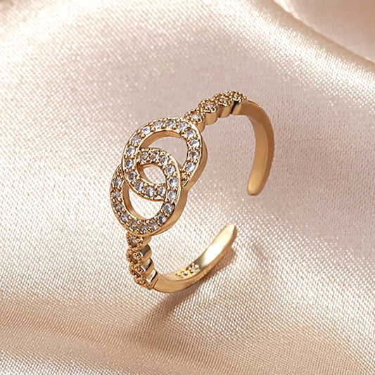 Women's Yellow Gold Plated For Micro Rhinestone Rings