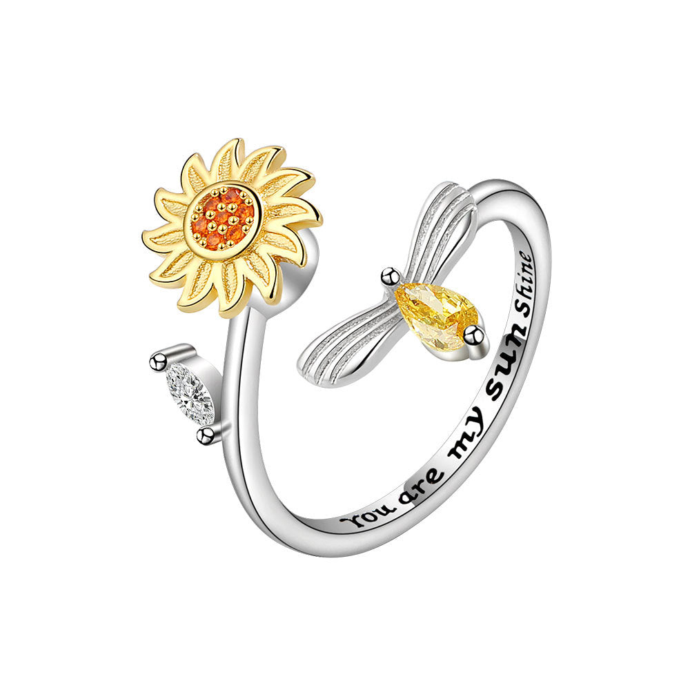 Adjustable Sunflower Spinning Simple Mori Style Rings