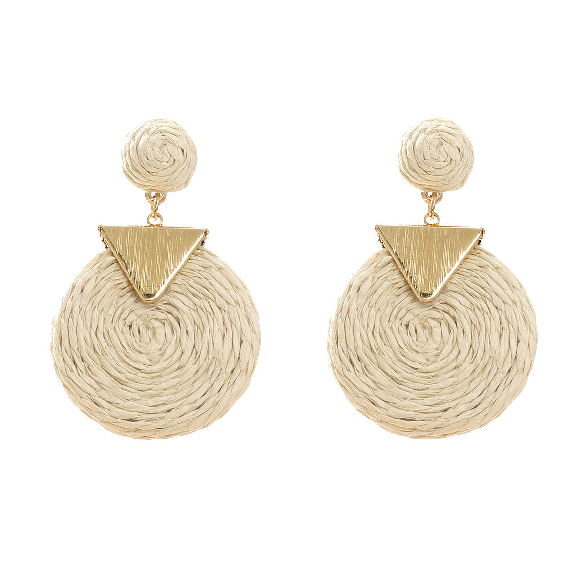 Summer Raffia Female Stylish Round Bohemian Earrings