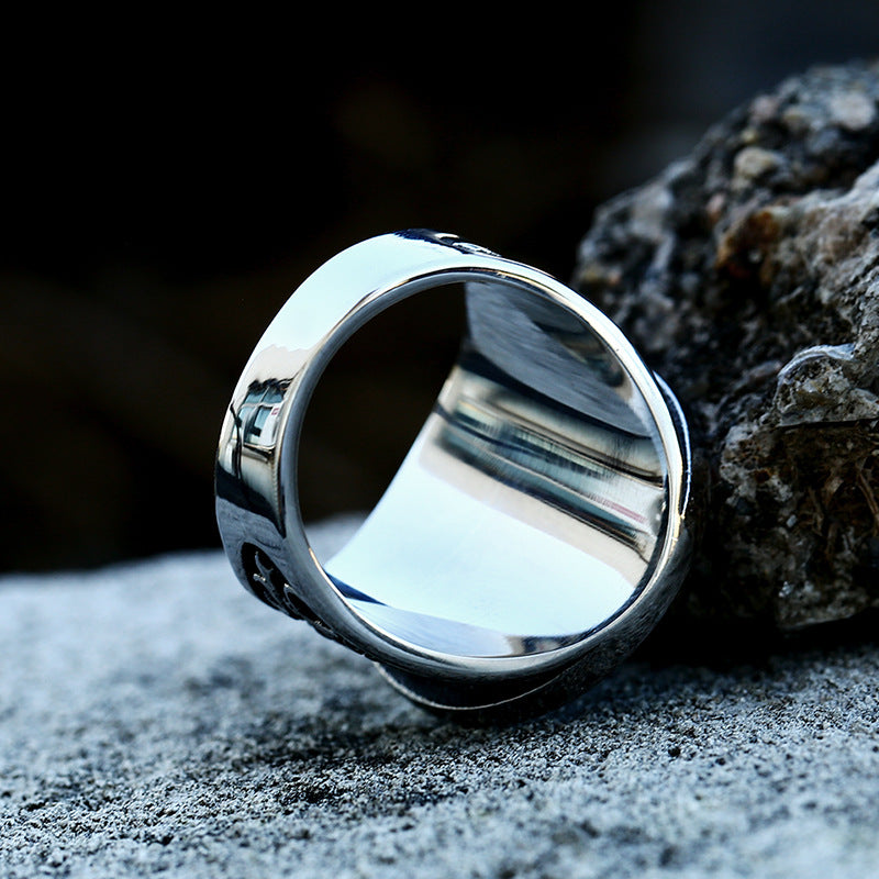 Herren-Ringe mit nordischem Wikinger-Knoten und Wolfskopf