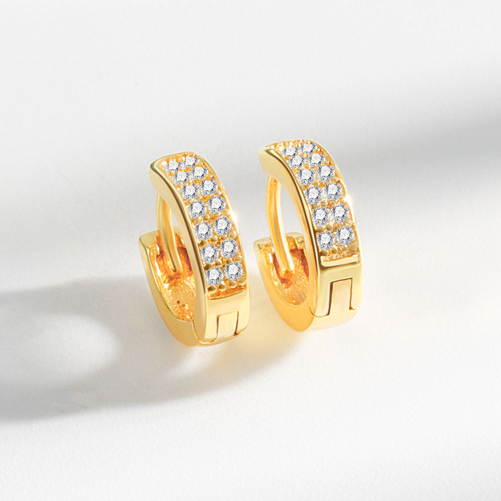 Kleine zweireihige Diamant-Ohrringe für Damen im kalten Stil