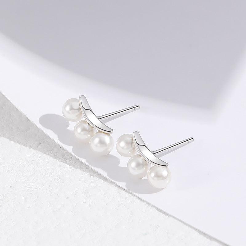Women's Sterling Sier Korean Simple Three-row Shell Earrings