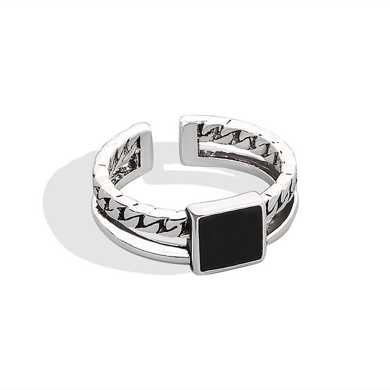 Epoxy Geometric Square Chain Open Trendy Rings