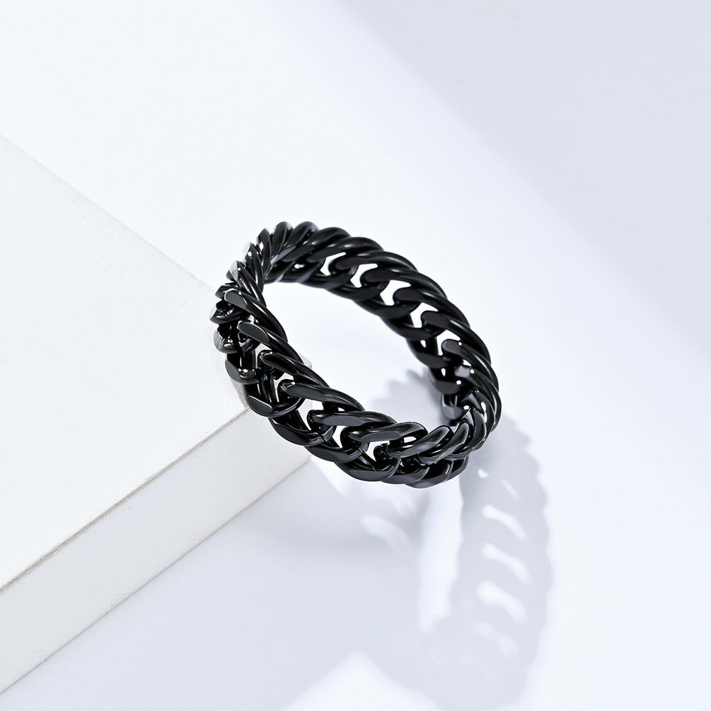 Steel Mirror Polishing Chain Double Woven Cuban Link Niche Rings