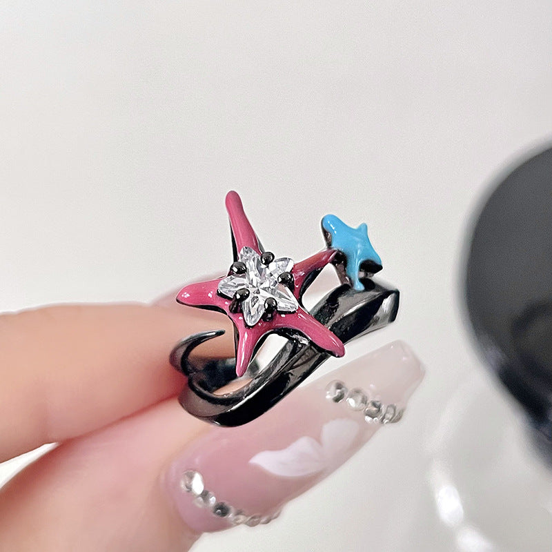 Dopamine Pentagram Sweet Cool Hot Open Design Rings