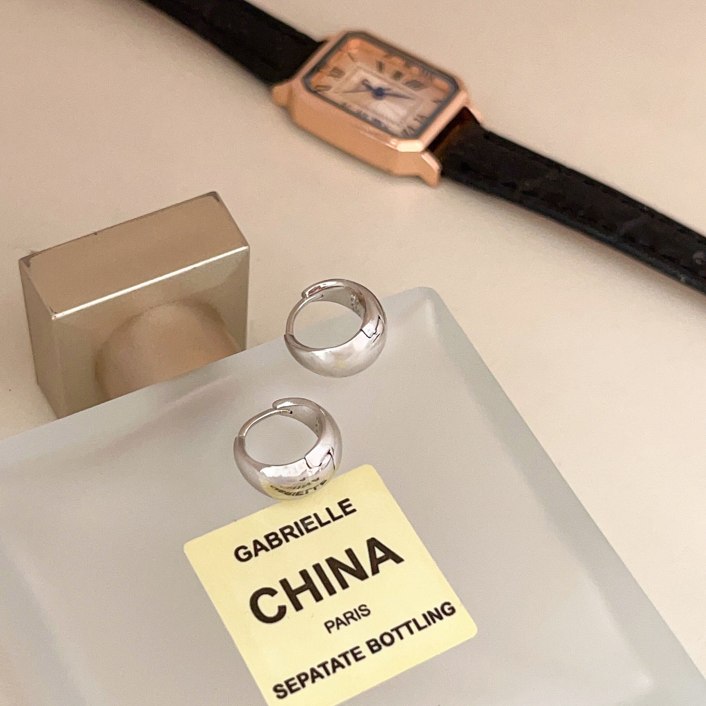 Boucles d'oreilles tendance en forme de cercle incurvé en argent sterling pour femme