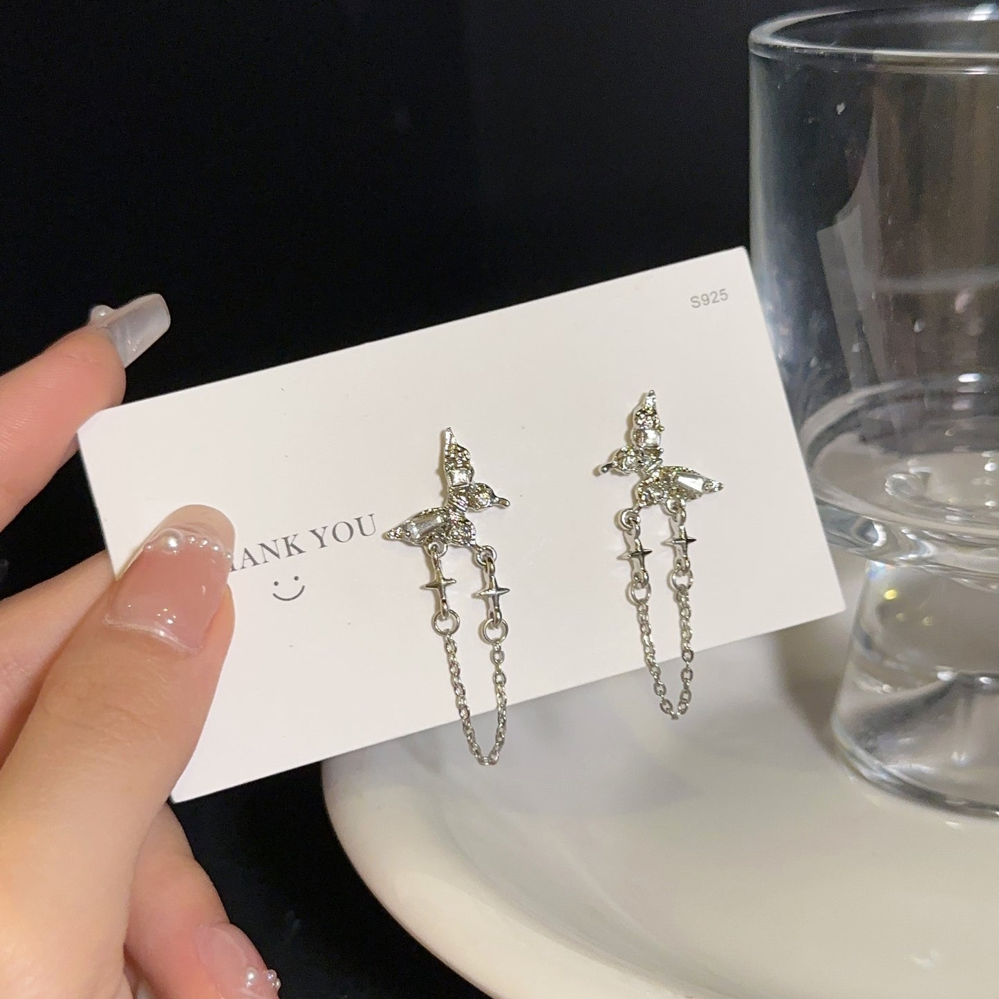 Women's Needle Elegant Long Tassel Butterfly Summer Earrings