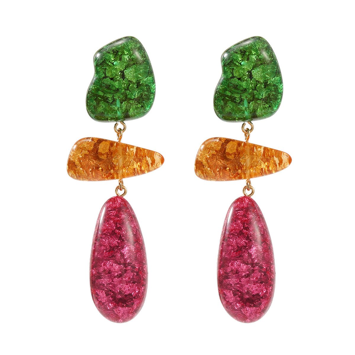 Women's Summer Colorful Geometric Resin Bohemian Ornament Rings