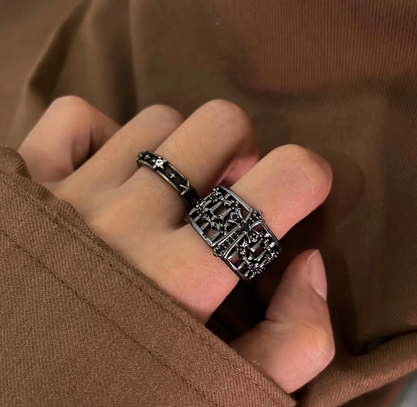 Punk Cross Twin Fashion Neutral Design Rings